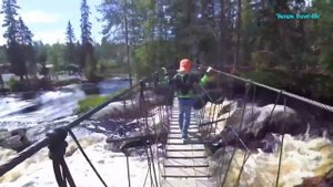 КАРЕЛИЯ водопады АХИНКОСКИ , подвесные мосты