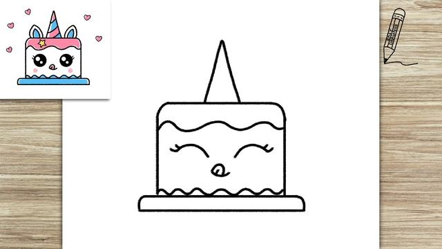 How to Draw a Simple Cute Unicorn Cake, Easy Draw and Color Step by Step смотреть онлайн
