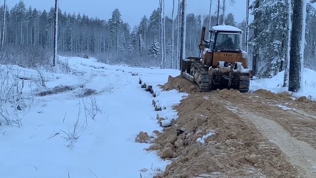 Строительство лесной дороги. Планировка бульдозером Shehwa TY165-2. Часть 2.