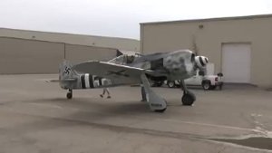 Focke-Wulf FW 190 WWII Fighter Startup.  BIG Backfire, Yow!
