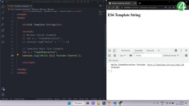 #3 Advance JavaScript Template String and Literals In Hindi | Advance JavaScript Tutorial In Hindi