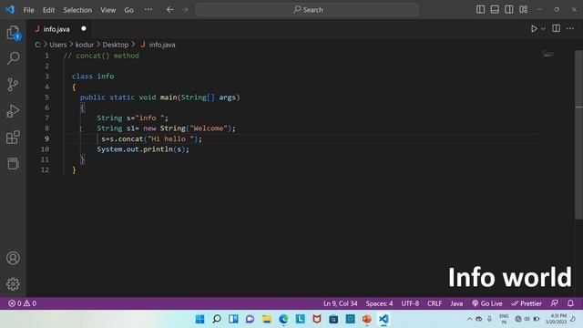 String methods in Java | concat( ) method смотреть онлайн