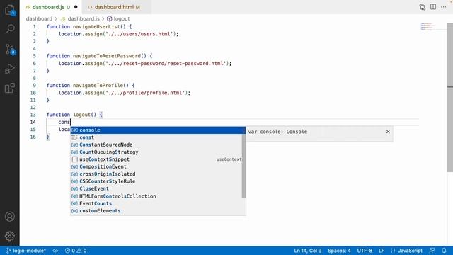 JS basic project | Dashboard Module | Part 4