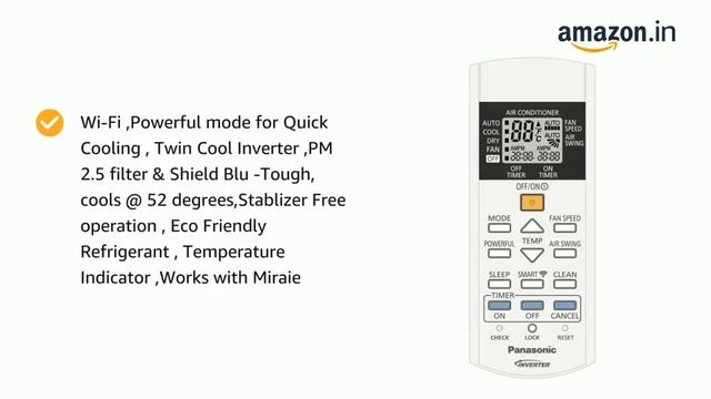 Panasonic 1.5 Ton 3 Star Wi-Fi Twin-Cool Inverter Split Air Conditioner ?Copper ?Auto Convertible