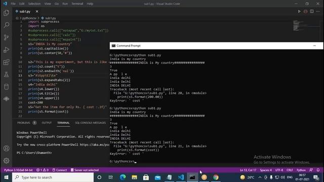 Python subprocess module and string functions