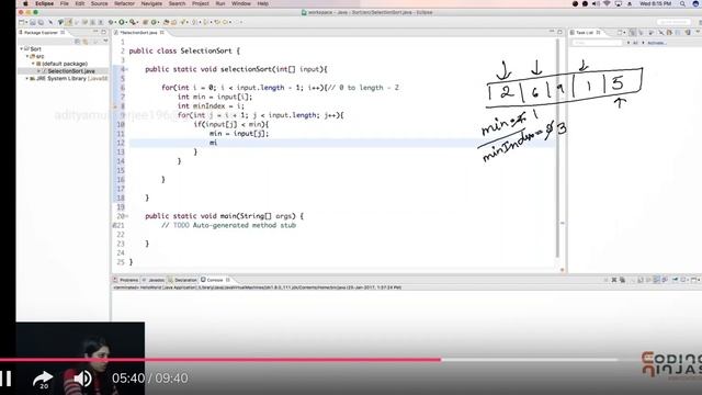 selection sort code in java смотреть онлайн