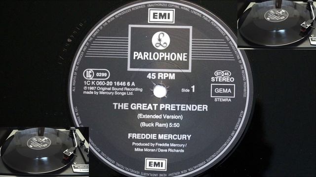 The Great Pretender 1979 Freddie Mercury Queen. 7" Version (Buck Ram) Vinyl Disk Single 12" 4K Video