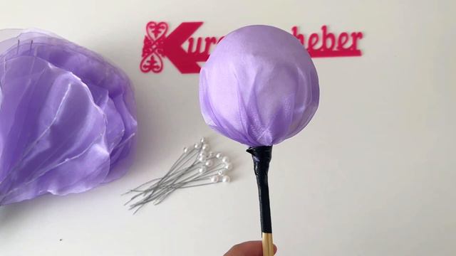 Матадан үлкен гүл жасау. Цветы из органзы. Organza flowers
