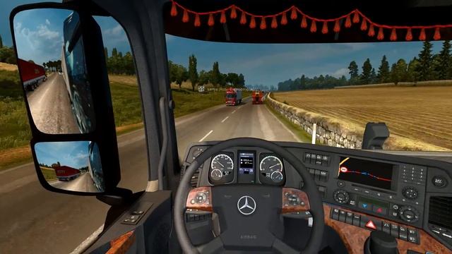 Взаимодействие виртуальных дальнобойщиков ETS2 multipleer 12.07.2016 смотреть онлайн