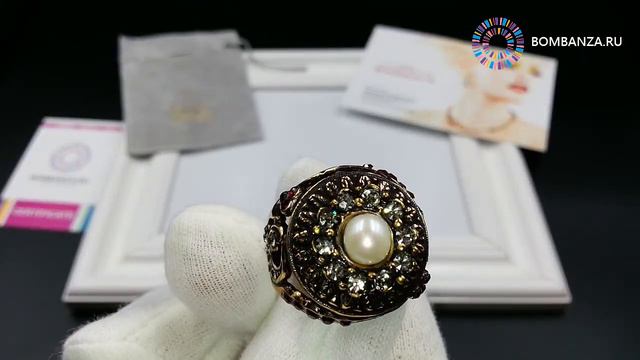👍 👉 Кольцо Maurizio Mori с жемчугом и гранатом, MM-AN1743. Премиум бижутерия из Италии