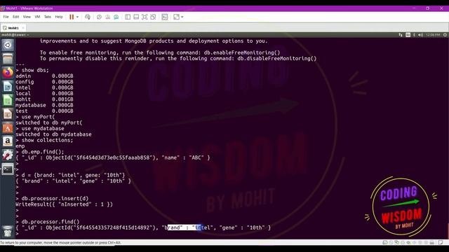 Learn MongoDB, Basic Commands video 3