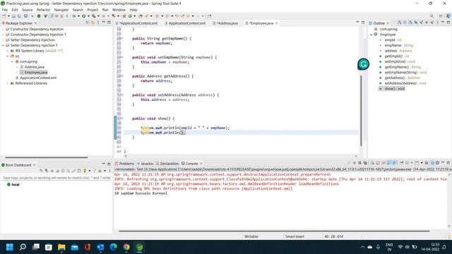 Setter Dependency Injection In Spring Coding  // In Telugu // Easy Learning Channel