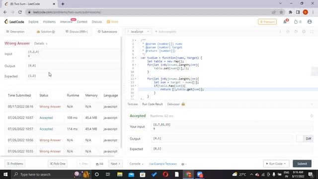 Two Sum Problem (Javascript)