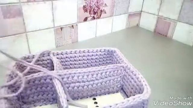 Вязаная корзинка-органайзер. Часть 3/2