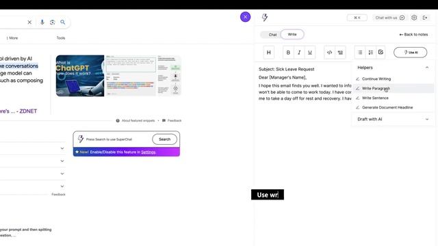 Superchat FREE writing Assistant enabled by ChatGPT