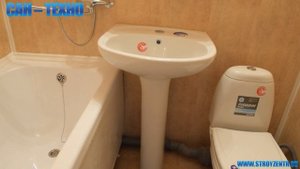 Установка раковины с пьедесталом (тюльпана) в ванной комнате от компании САН-ТЕХНО