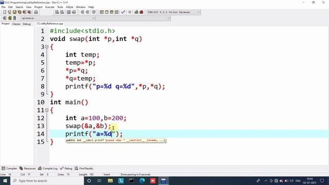 call by reference program in c | learn coding