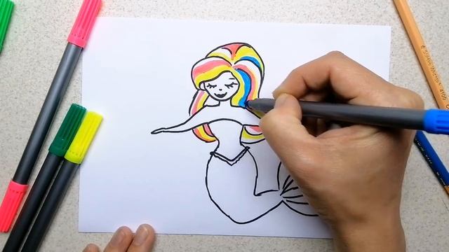 Как нарисовать русалочку. Рисуем с детьми. смотреть онлайн