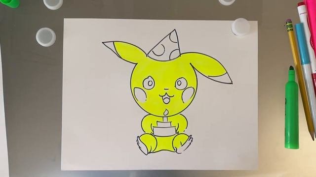 Funny Drawing Pikachu. Pikachu’s Birthday | Como Dibujar A Pikachu | День рождение ПИКАЧУ, рисуем