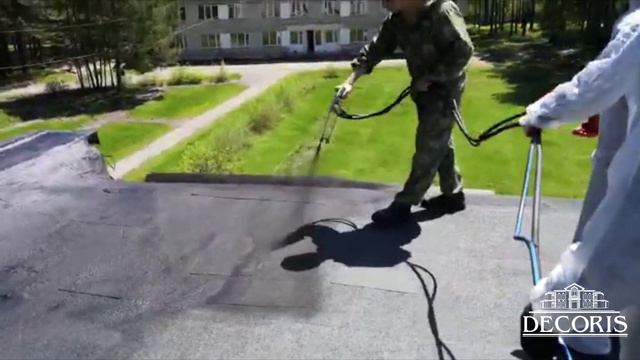 Гидроизоляция кровли в детском лагере "Чайка" двухкомпонентной жидкой резиной Bitupren Compound смотреть онлайн