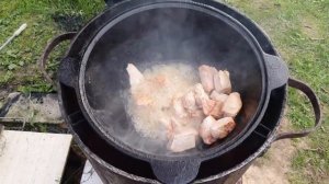 готовим в казане на даче