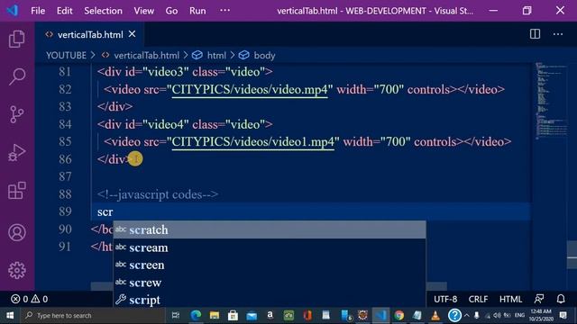 How to create video playlist on vertical navigation bar using html/css/ javascript.