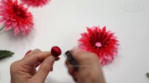 DIY Ribbon Flowers ? ГЕОРГИН из лент ? Интерьерные цветы. Подарок своими руками