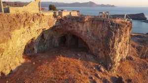 Rhodes. Flight over Lindos. 4K