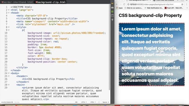 CSS background-clip Property смотреть онлайн