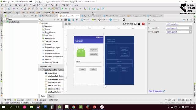 Lập trình Android -  Ứng dụng quản lý nhân viên Bài 4:  Tạo Activity Update thông tin