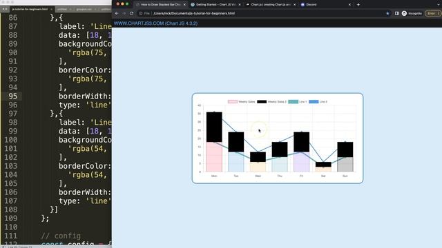 How to Draw Stacked Bar Chart With Multiple Lines in Chart JS 4 смотреть онлайн