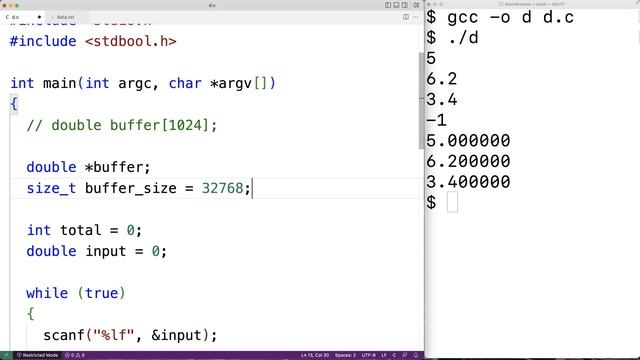 Store An Unknown "Infinite" Amount Of Numbers From User Input Into A Buffer | C Programming Example смотреть онлайн
