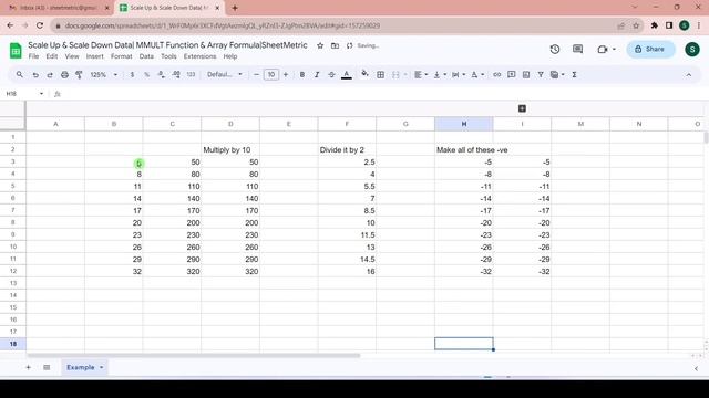 Scale Data| MMULT & Arrayformula - Google Sheets