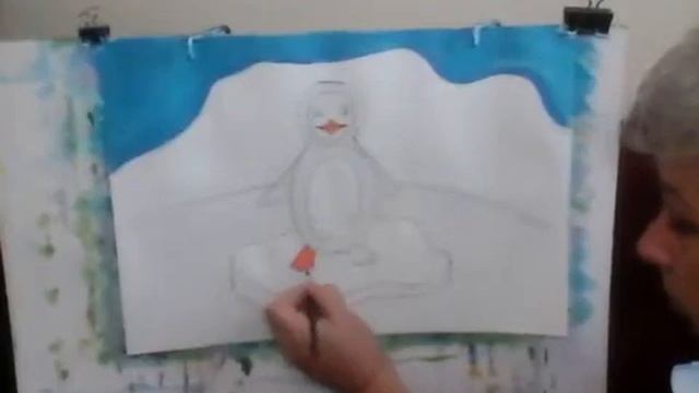 Урок рисования Пингвин на льдине смотреть онлайн