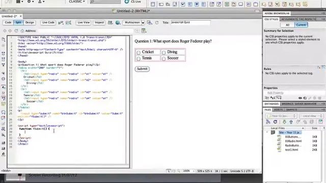 JavaScript Quiz tutorial
