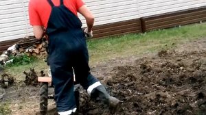 Работа плугом мотоблоком "Патриот"