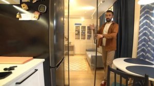 Квартира с раздвижной дверью на кухне / Объединенная кухня гостиная Раздвижные перегородки на кухне