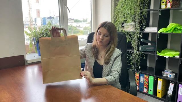 Крафт пакеты с плоскими ручками арт. 101014