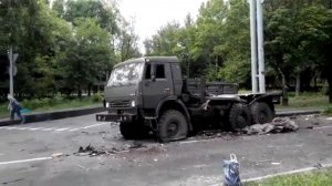 26.05.2014. Донецк. Расстреляйный КАМАЗ в крови | Ukraine, Donetsk