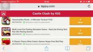Как заработать дополнительные самоцветы (Tapjoy) в игре Битва замков / Castle clash