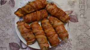 МЯСНЫЕ РУЛЕТИКИ В БЕКОНЕ С ГРИБАМИ И СЫРОМ