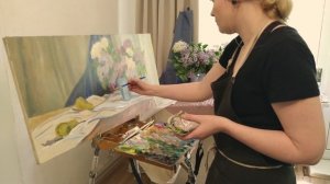 Живопись маслом. Натюрморт с сиренью. Поэтапное создание.