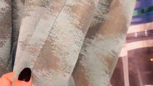 Шторы и тюль в бирюзово-сером или мятном цвете. Ширина штор 130+130 см, высота 180 см. смотреть онлайн