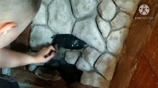 отделка стенки печи артбетоном. имитация дерева и камня смотреть онлайн