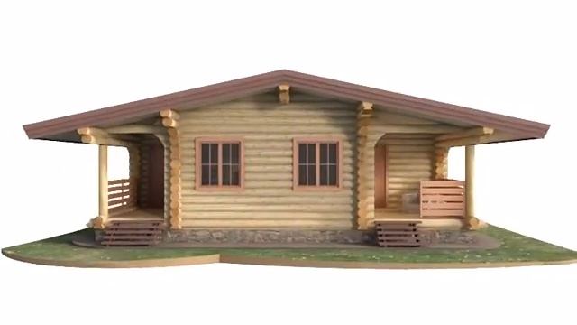 Проект одноэтажного дома из бревна R-12 смотреть онлайн