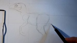 Как нарисовать динозавра Велоцираптор шаг за шагом карандашом. Мир Юрского Периода.