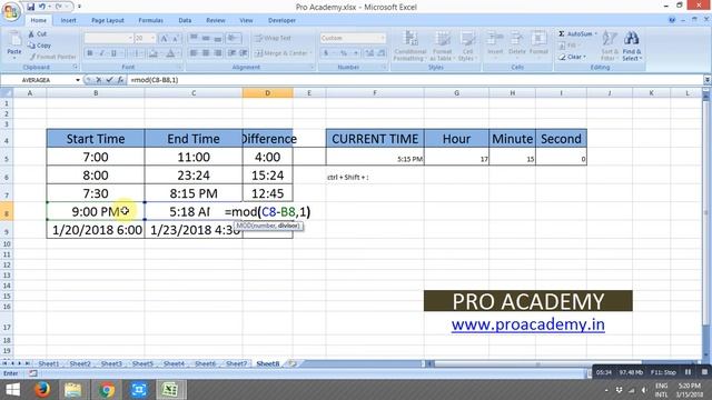TIME, HOUR, MINUTE, TIME DIFFERENCE in Excel | Best Free Excel Lessons Online by DEEPAK SHARMA смотреть онлайн