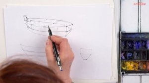 Как нарисовать лодку карандашом | Рисуем лодку | Как нарисовать пейзаж на закате | Артилайк