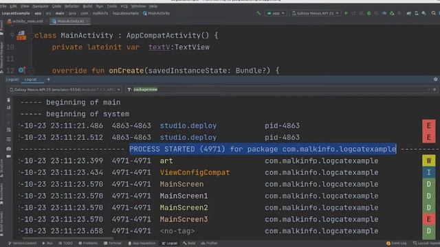 kotlin android new android studio dolphin is amazing logcat in hindi/ android studio dolphin logcat