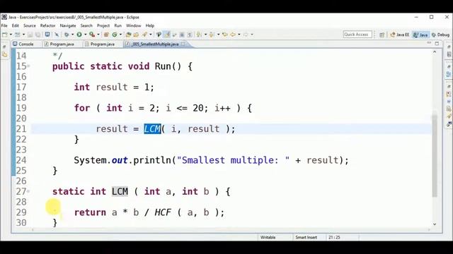 proj euler 5 smallest multiple in java – смотреть онлайн видео от Java ...
